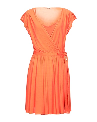 TWINSET Short dress Orange 100% Viscose, Mother-of-pearl
