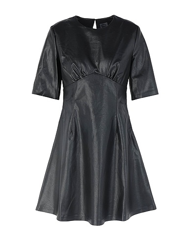 8 by YOOX Short dress S/SLEEVE MINI DRESS Black 55% Cotton, 45% Polyurethane