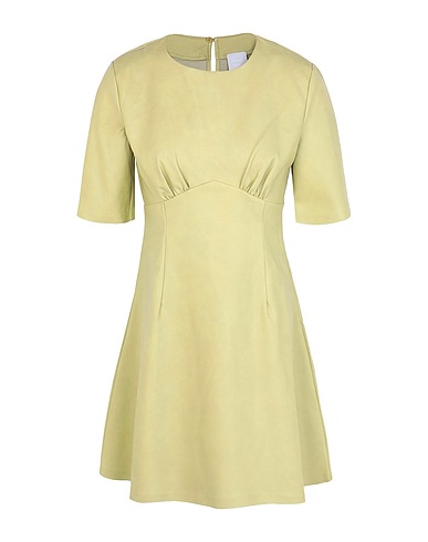 8 by YOOX Short dress S/SLEEVE MINI DRESS Light green 55% Cotton, 45% Polyurethane