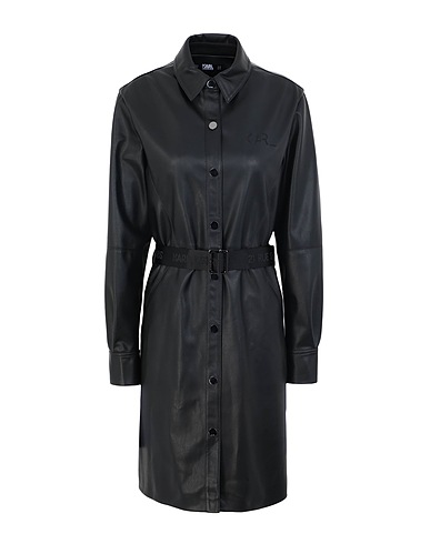 KARL LAGERFELD シュミーズドレス FAUX LEATHER SHIRT DRESS
 ブラック ポリエステル 100% / ポリウレタン