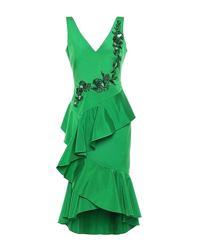 MARCHESA NOTTE Midi dress Green 65% Acetate, 29% Polyamide, 6% Elastane