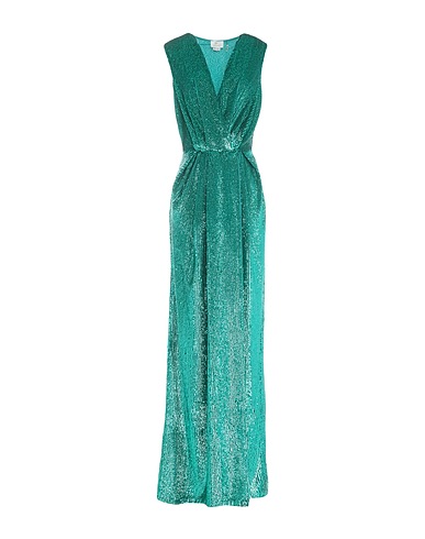 ELISABETTA FRANCHI Long dress Emerald green 100% Polyester, Plastic