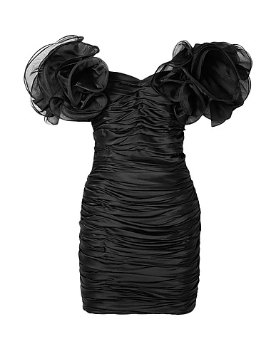 RETROFÊTE Elegant dress Black 93% Silk, 7% Elastane