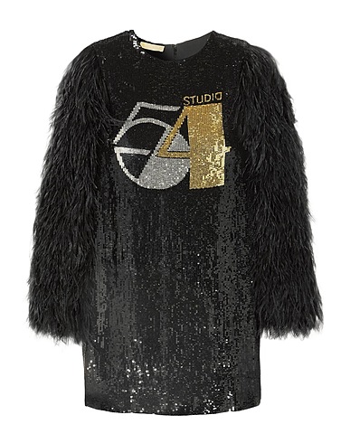 MICHAEL KORS COLLECTION Sequin dress Black 100% Silk, Ostrich feathers, Polyamide