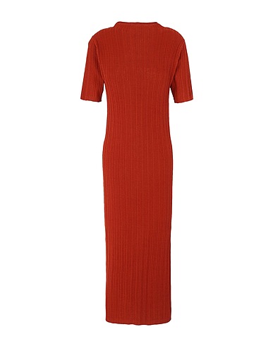 8 by YOOX Tubino VISCOSE KNIT PLEATED S/SLEEVE MIDI DRESS
 Mattone 63% Viscosa, 37% Poliammide