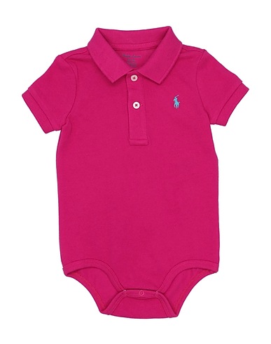 POLO RALPH LAUREN Baby bodysuit Cotton Mesh Polo Bodysuit
 Mauve 100% Cotton