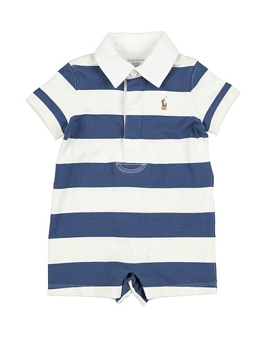 POLO RALPH LAUREN Βρεφική ολόσωμη φόρμα  	STRIPED COTTON RUGBY SHORTALL Ναυτικό μπλε 100% Βαμβάκι