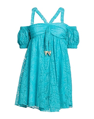 VERSACE JEANS COUTURE Short dress Turquoise 82% Cotton, 18% Polyamide