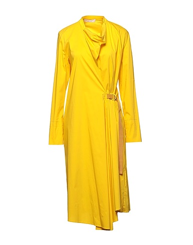 LIVIANA CONTI Midi dress Yellow 68% Cotton, 28% Polyamide, 4% Elastane