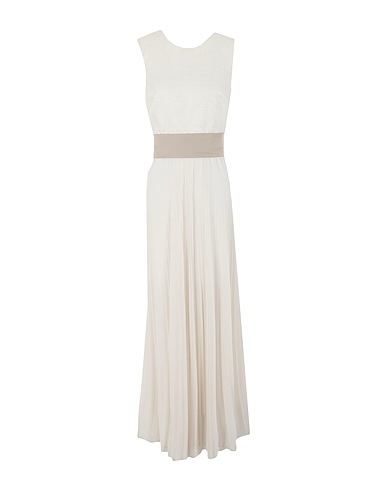 PESERICO Long dress Ivory 100% Polyester, Linen, Cotton, Viscose, Polyamide