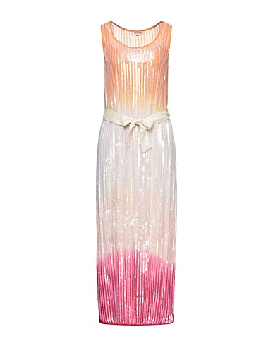 TWINSET Long dress Orange 98% Viscose, 2% Metallic fiber, Polyester