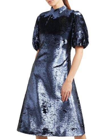 Shop Emilia Wickstead Woman Midi Dress Midnight Blue Size 6 Rayon, Elastane