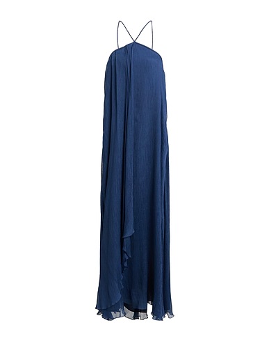 EMPORIO ARMANI Long dress Midnight blue 81% Acetate, 19% Silk, Polyester