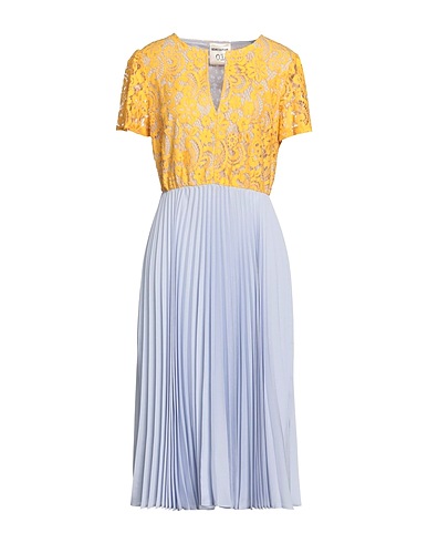 SEMICOUTURE Vestito midi Giallo 40% Cotone, 30% Viscosa, 30% Poliammide, Poliestere