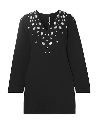 CHRISTOPHER KANE Minivestido Negro 85% Algodón, 15% Poliéster, Cristal