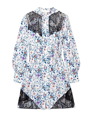 FLEUR DU MAL Vestito corto Bianco 100% Seta, Nylon, Cotone