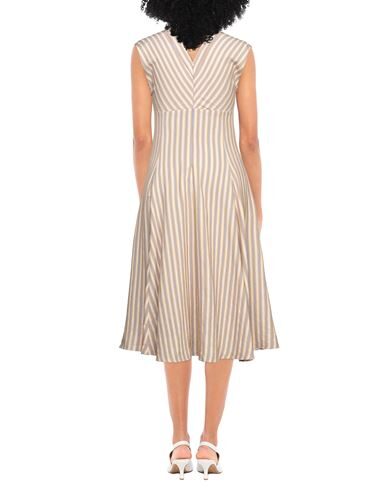 Sandro Anym Ruched Embroidered Striped Twill Midi Dress In Light Pink