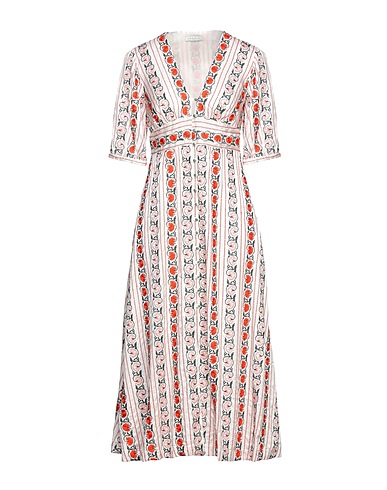 SANDRO Midi dress White 64% Viscose, 36% Polyester