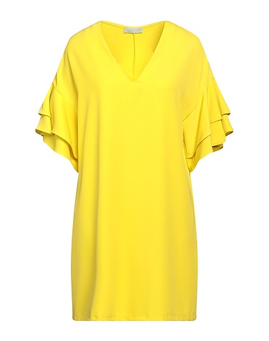 FLY GIRL Short dress Yellow 95% Polyester, 5% Elastane