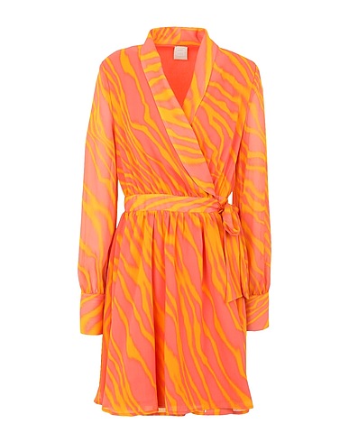 8 by YOOX Short dress PRINTED CHIFFON WRAP MINI DRESS
 Orange 100% Polyester