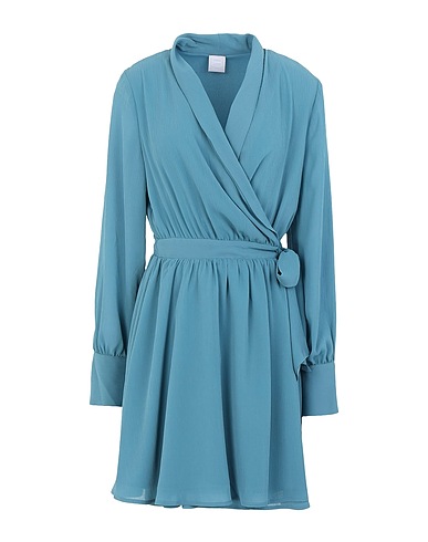8 by YOOX Short dress CHIFFON WRAP MINI DRESS
 Pastel blue 100% Polyester