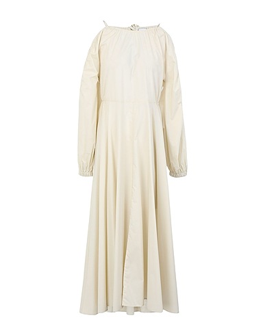 8 by YOOX サマードレス COTTON OFF-SHOULDER PUFF SLEEVE MIDI DRESS
 アイボリー コットン 100%