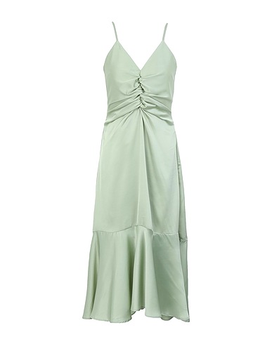 8 by YOOX Midi dress SATIN RUFFLE SLIP MIDI DRESS
 Light green 100% Polyester