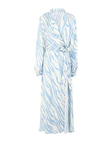 8 by YOOX Long dress PRINTED SATIN LONG WRAP DRESS
 Ivory 100% Polyester
