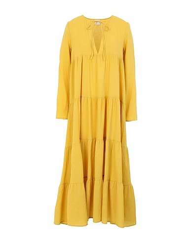 8 by YOOX Long dress Marigold 80% Organic cotton, 20% Ramie