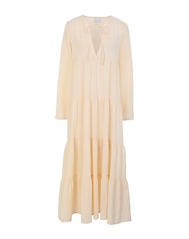 8 by YOOX Vestito estivo Giallo pastello 80% Cotone organico, 20% Ramiè
