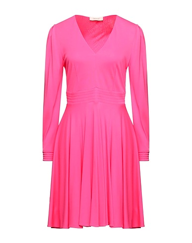 TWINSET Short dress Fuchsia 100% Viscose, Mother-of-pearl