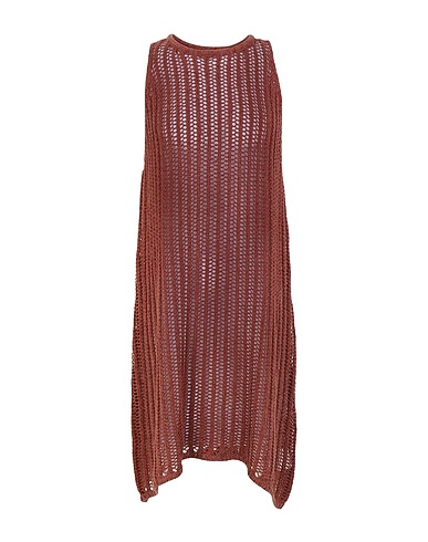8 by YOOX Short dress COTTON BLEND CROCHET SLEEVELESS SHORT DRESS
 Brown 57% Cotton, 43% Viscose