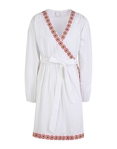 8 by YOOX Short dress ORGANIC COTTON CROSS-OVER TOP MIDI DRESS
 White 100% Organic cotton