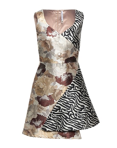 PIANURASTUDIO Vestito corto Beige 90% Poliestere, 10% Fibra di metallo