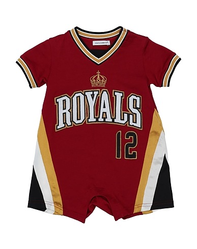 DOLCE&GABBANA Baby jumpsuit  Burgundy 100% Cotton, Elastane