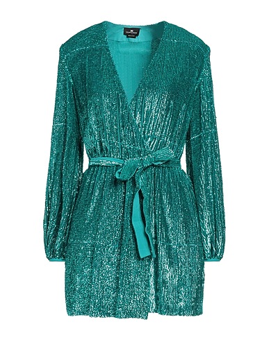 ELISABETTA FRANCHI Sequin dress Turquoise 100% Polyester, Plastic
