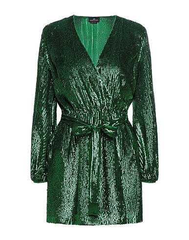 ELISABETTA FRANCHI Kurzes Kleid Smaragdgrün 100% Polyester, Plastik