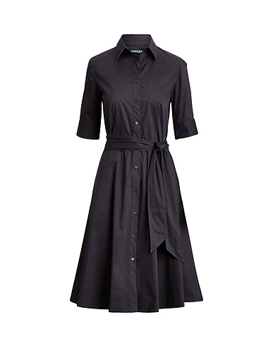 LAUREN RALPH LAUREN Robe chemise COTTON-BLEND SHIRTDRESS
 Noir 65% Coton, 29% Nylon, 6% Élasthanne