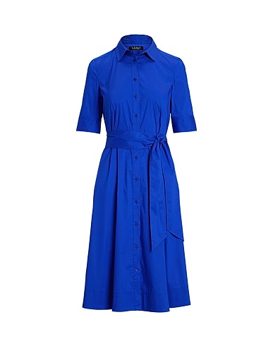 LAUREN RALPH LAUREN Robe chemise COTTON-BLEND SHIRTDRESS
 Bleu électrique 65% Coton, 29% Nylon, 6% Élasthanne