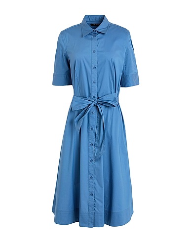 LAUREN RALPH LAUREN Robe chemise COTTON-BLEND SHIRTDRESS
 Bleu pétrole 65% Coton, 29% Nylon, 6% Élasthanne