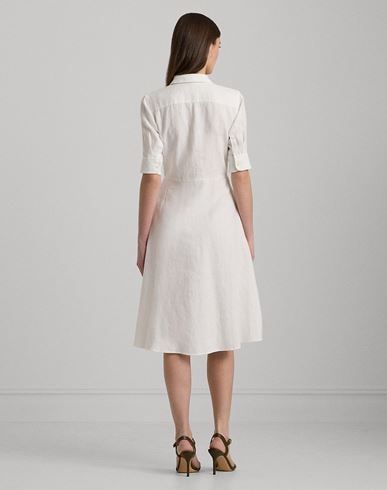 Ralph Lauren Lauren  Linen Shirtdress Woman Midi Dress White Size 0 Linen In White