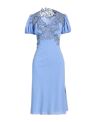 ERMANNO SCERVINO Midi dress Light blue 100% Silk, Viscose, Polyester, Brass, Glass