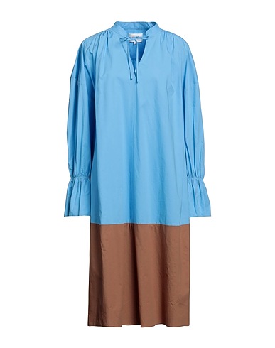 SECOND FEMALE Midi-Kleid Hellblau 100% Baumwolle