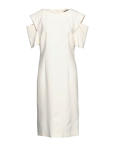 SIMONA CORSELLINI Midi dress Ivory 63% Polyester, 27% Viscose, 7% Cotton, 3% Elastane