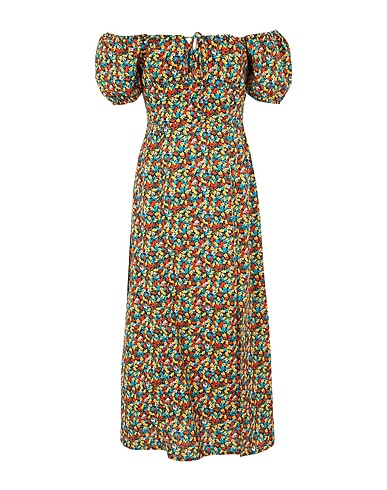 8 by YOOX Midi dress PRINTED COTTON FRONT SLIT MIDI DRESS
 Black 100% Cotton