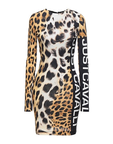 JUST CAVALLI Sheath dress Beige 100% Viscose, Polyamide, Elastane