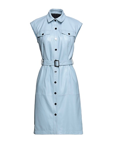 KARL LAGERFELD Midi dress FAUX LEATHER DRESS
 Sky blue 100% Polyester, Polyurethane coated