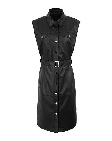 KARL LAGERFELD シュミーズドレス FAUX LEATHER DRESS
 ブラック ポリエステル 100% / ポリウレタンコート