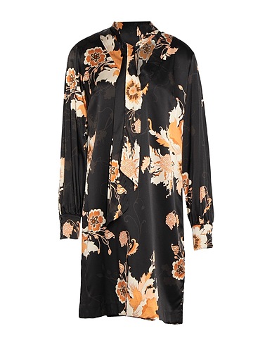 CLIPS Short dress Black 55% Viscose, 38% Silk, 7% Elastane