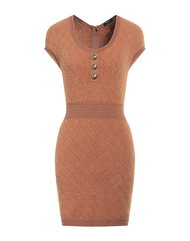 BALMAIN Sheath dress Camel 50% Viscose, 40% Polyamide, 10% Polyester